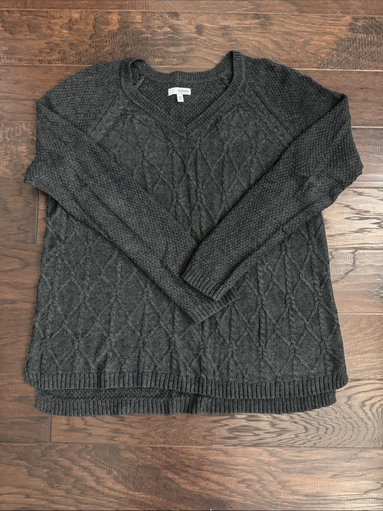 Sonoma Sweaters - Sonoma Charcoal Cable V-Neck Sweater